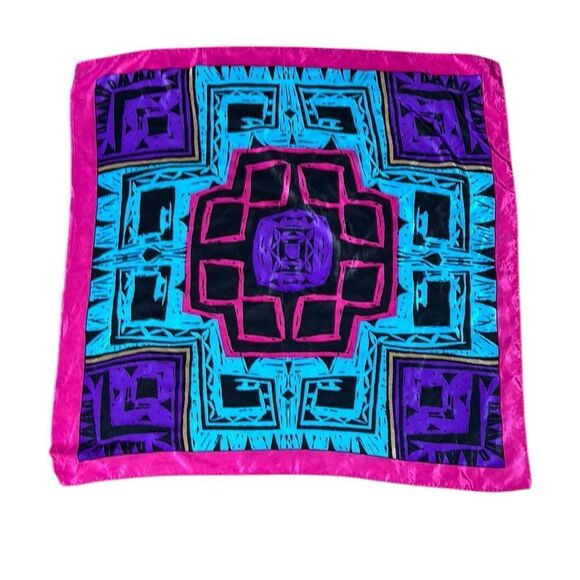 Vera Neumann square scarf colorful artsy vibrant geometric bohemian funky - Picture 1 of 2